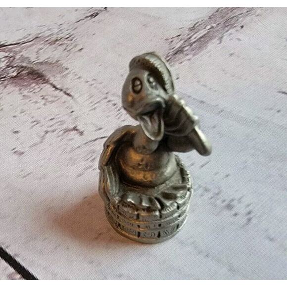 HUDSON FINE PEWTER - VINTAGE 1981 DUCK IN BARREL FIGURINE CHARM USA SCULPTURE - Picture 1 of 6